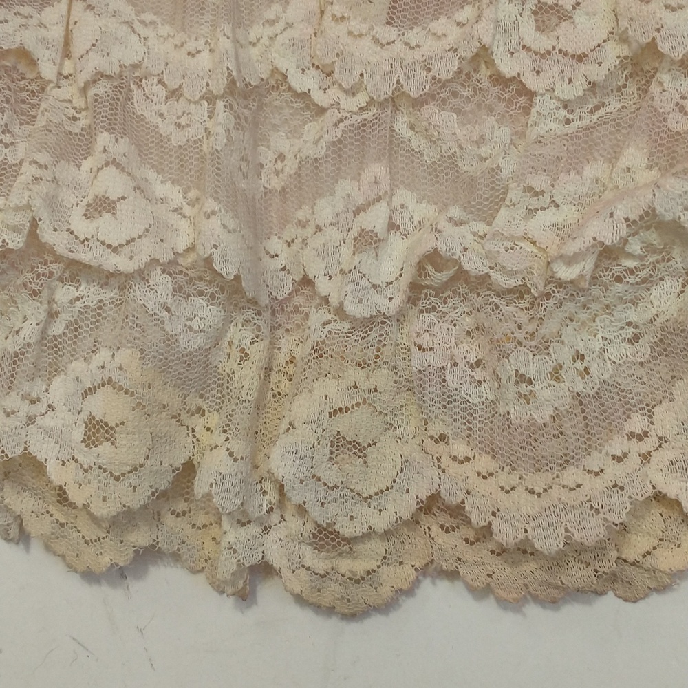 50s 60s Vintage Formal Gown Bright Red Cream Lace Fem Gone With The Wind Style - Picture 10 of 16